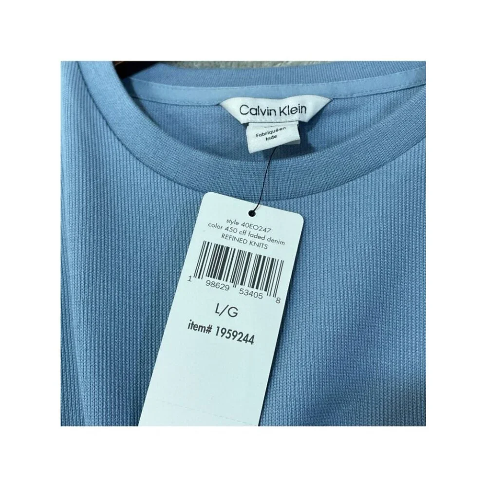 NWT Calvin Klein Men's L Refined Knits Blue Crewneck T-Shirt